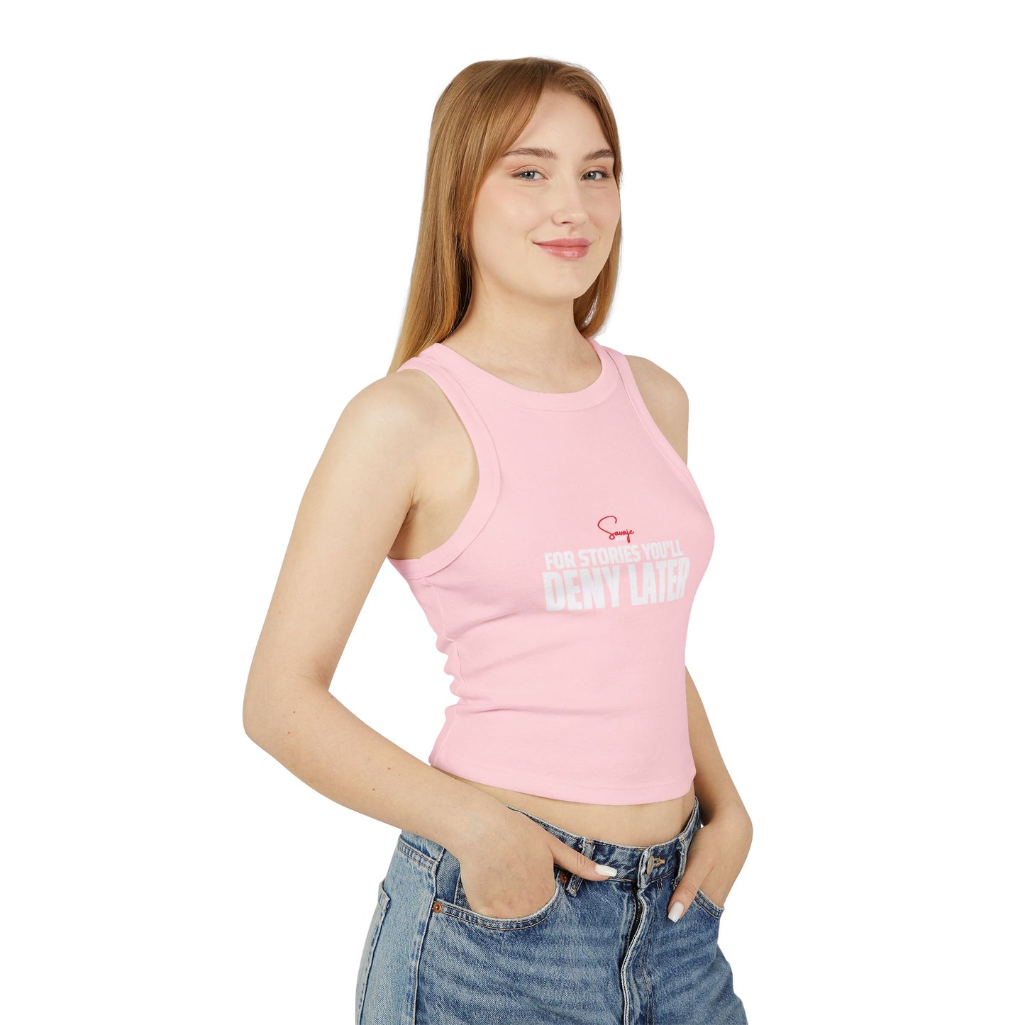 For Stories You’ll Deny Later - Women's Micro Rib Racer Tank Top