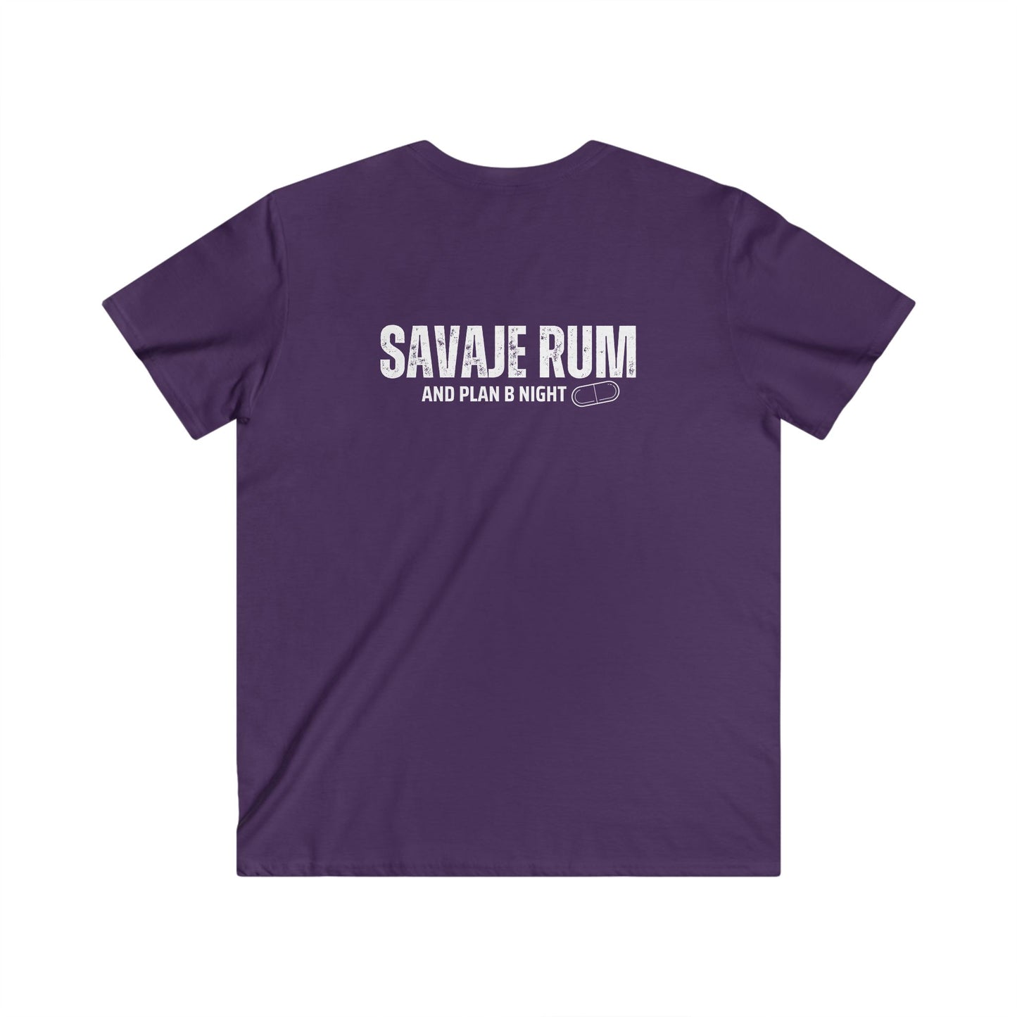 Savaje and Plan B (Front & Back ) - Men's Fitted V-Neck Short Sleeve Tee