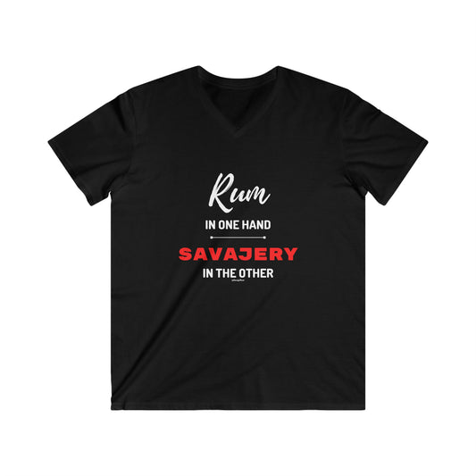 Rum In One Hand - Men's Fitted V-Neck Short Sleeve Tee